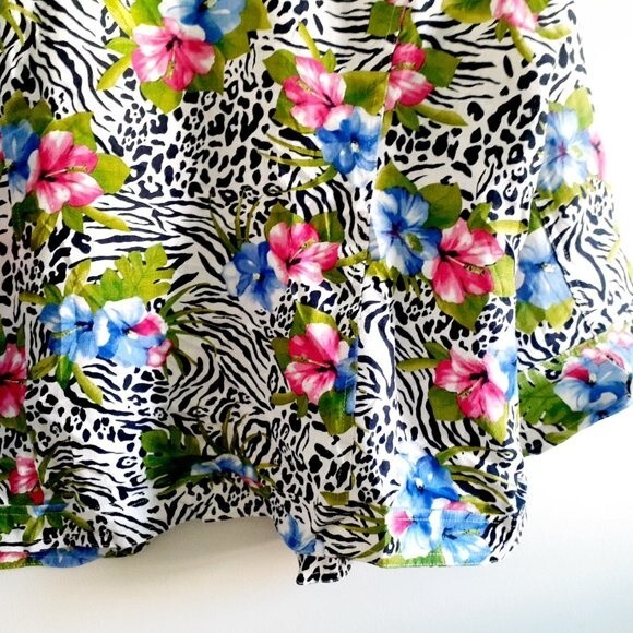 Choices  100% Linen Open Front Floral B&W Zebra Stripes Sleeve Women's Blazer 2X - Picture 6 of 11